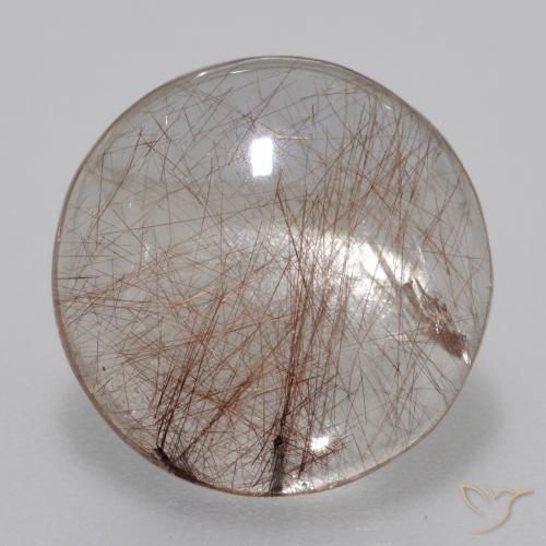 5.55ct 天然 黒で茶色 ルチルクォーツ, ラウンド, 透明