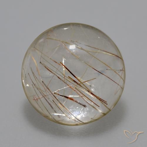 5.93ct 天然 黒で茶色 ルチルクォーツ, ラウンド, 透明