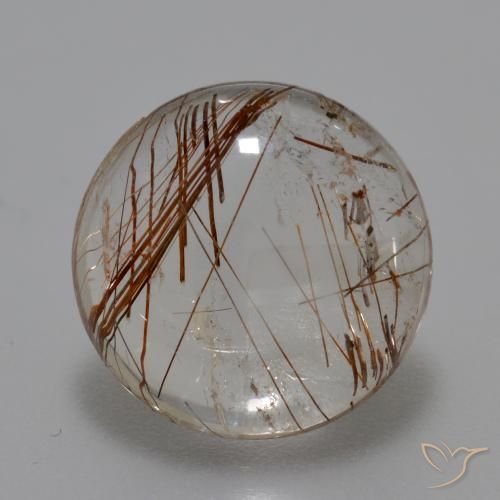 6.52ct 天然 黒で茶色 ルチルクォーツ, ラウンド, 透明