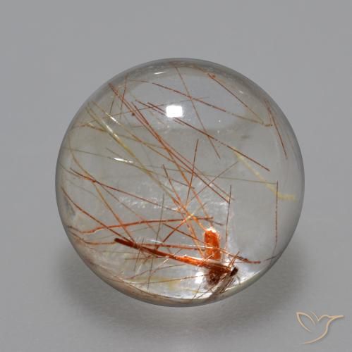 6.20ct 天然 銅でクリア ルチルクォーツ, ラウンド, 透明