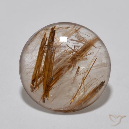 4.09ct 天然 黒で茶色 ルチルクォーツ, ラウンド, 透明