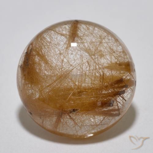 7.14ct 天然 非常に薄い黄褐色 ルチルクォーツ, ラウンド, 半透明
