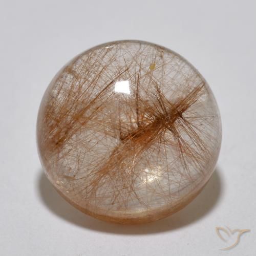 6.99ct 天然 非常に薄い黄褐色 ルチルクォーツ, ラウンド, 半透明