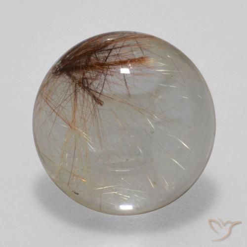 5.38ct 天然 黒で茶色 ルチルクォーツ, ラウンド, 透明