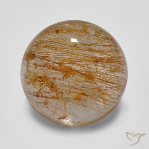 5.67ct 天然 ウォームブラウン ルチルクォーツ, ラウンド, 半透明