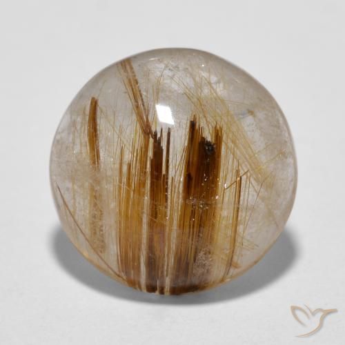 4.31ct 天然 ウォームブラウン ルチルクォーツ, ラウンド, 半透明