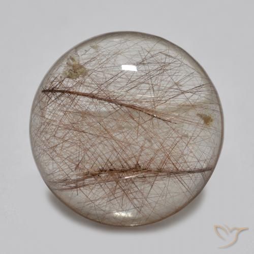 3.82ct 天然 黒で茶色 ルチルクォーツ, ラウンド, 透明