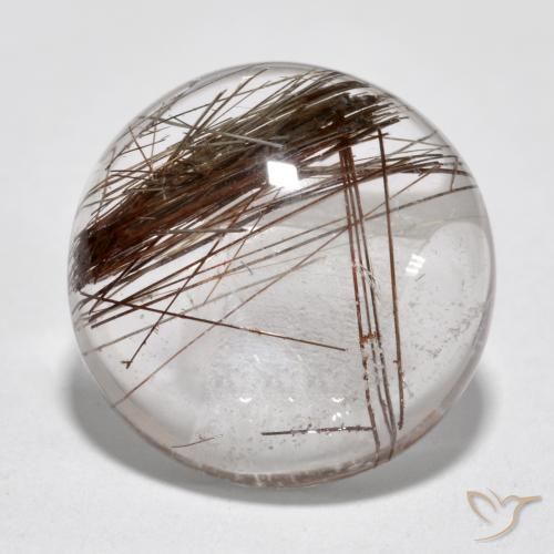 6.95ct 天然 黒で茶色 ルチルクォーツ, ラウンド, 透明