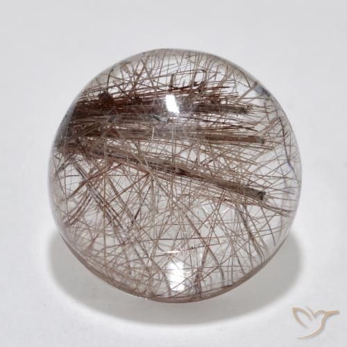 6.05ct 天然 黒で茶色 ルチルクォーツ, ラウンド, 半透明