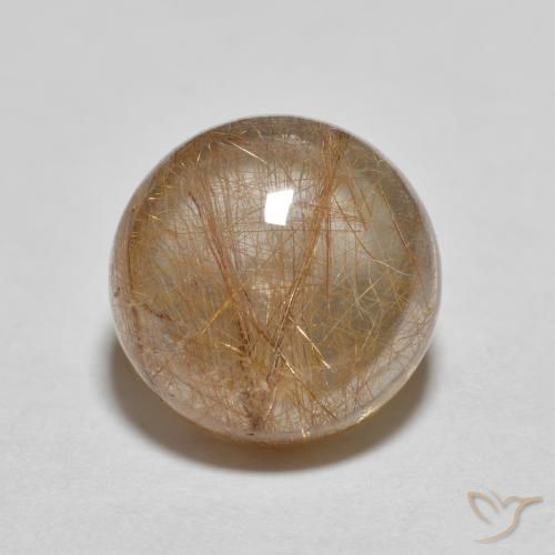 3.21ct 天然 ウォームブラウン ルチルクォーツ, ラウンド, 透明