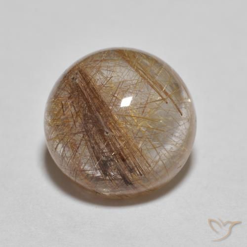 3.71ct 天然 非常に薄い黄褐色 ルチルクォーツ, ラウンド, 透明