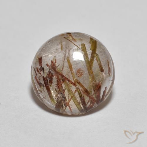 2.02ct 天然 非常に薄い茶色 ルチルクォーツ, ラウンド, 透明