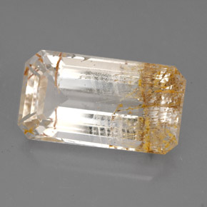 11.47カラットの天然ゴールデンルチルトパーズ（17.2×9.6 mm・透明）