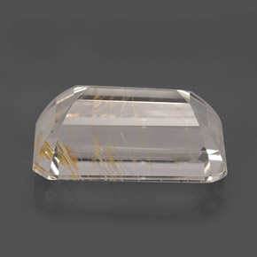 8.79カラットの天然ゴールデンルチルトパーズ（14.9×8.2 mm・エメラルドカット）