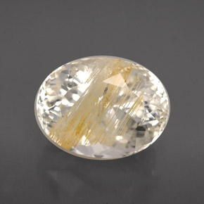 7.05カラットの天然ゴールデンルチルトパーズ（12.6×9.7 mm・透明）