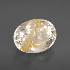 7.05カラットの天然ゴールデンルチルトパーズ（12.6×9.7 mm・透明）