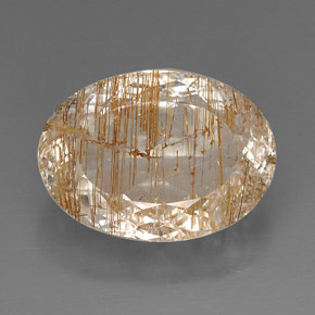 28.90カラットの天然ゴールデンルチルトパーズ（21×15.3 mm・透明）