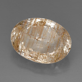 28.90カラットの天然ゴールデンルチルトパーズ（21×15.3 mm・透明）