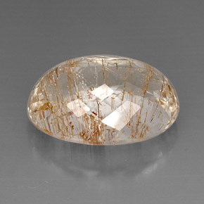 28.90カラットの天然ゴールデンルチルトパーズ（21×15.3 mm・透明）