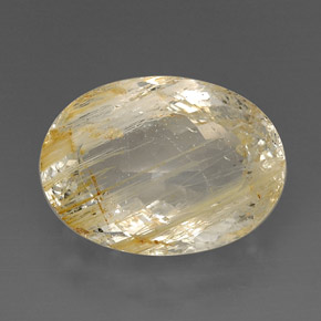 27.57カラットの天然ゴールデンルチルトパーズ（21.2×15.5 mm・透明）