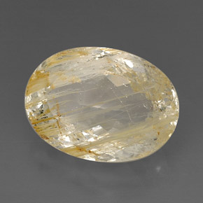27.57カラットの天然ゴールデンルチルトパーズ（21.2×15.5 mm・透明）