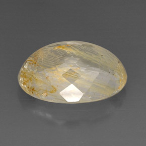 27.57カラットの天然ゴールデンルチルトパーズ（21.2×15.5 mm・透明）