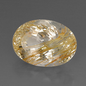 22.60カラットの天然ゴールデンルチルトパーズ（19.3×13.9 mm・透明）