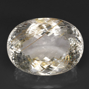 63.56カラットの天然ゴールデンルチルトパーズ（27.1×20.3 mm・透明）
