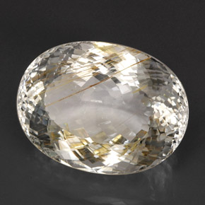 63.56カラットの天然ゴールデンルチルトパーズ（27.1×20.3 mm・透明）