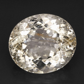 55.13カラットの天然ゴールデンルチルトパーズ（23.3×20.4 mm・透明）