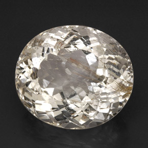 55.13カラットの天然ゴールデンルチルトパーズ（23.3×20.4 mm・透明）