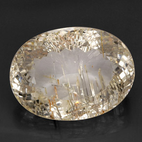 44.78カラットの天然ゴールデンルチルトパーズ（23.3×20.4 mm・透明）