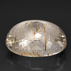 44.78カラットの天然ゴールデンルチルトパーズ（23.3×20.4 mm・透明）