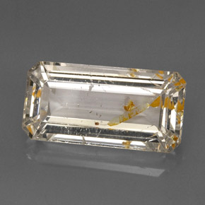 22.78カラットの天然ゴールデンルチルトパーズ（23.2×11.7 mm・透明）