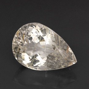 28.45カラットの天然ゴールデンルチルトパーズ（22.4×15.2 mm・透明）