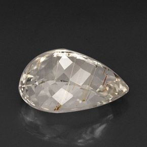 28.45カラットの天然ゴールデンルチルトパーズ（22.4×15.2 mm・透明）