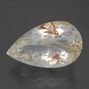 20.84カラットの天然ゴールデンルチルトパーズ（22.1×13.2 mm・洋梨の形）