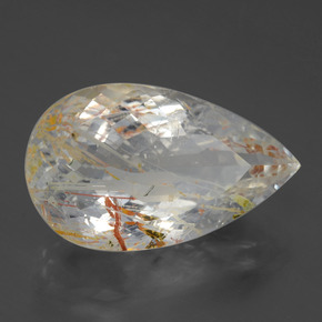 20.84カラットの天然ゴールデンルチルトパーズ（22.1×13.2 mm・洋梨の形）