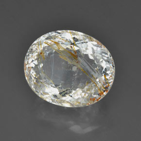 36.85カラットの天然ゴールデンルチルトパーズ（21.2×17.5 mm・透明）