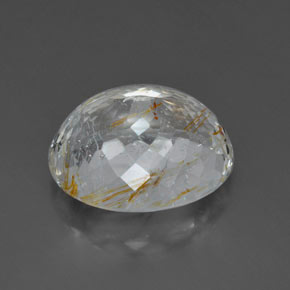 36.85カラットの天然ゴールデンルチルトパーズ（21.2×17.5 mm・透明）
