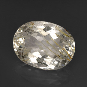 18.44カラットの天然ゴールデンルチルトパーズ（17.4×13 mm・透明）