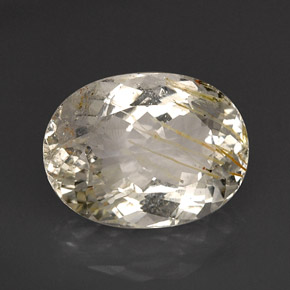 18.44カラットの天然ゴールデンルチルトパーズ（17.4×13 mm・透明）