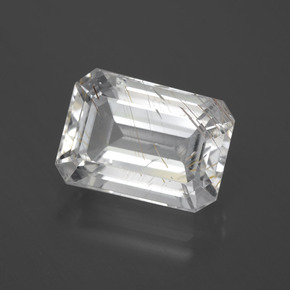 11.14カラットの天然ゴールデンルチルトパーズ（14.6×10.3 mm・エメラルドカット）