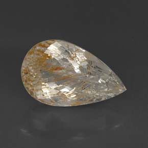 16.08カラットの天然ゴールデンルチルトパーズ（19.8×12 mm・洋梨の形）