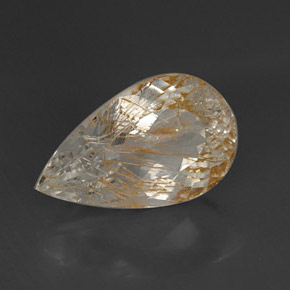 16.08カラットの天然ゴールデンルチルトパーズ（19.8×12 mm・洋梨の形）