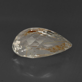16.08カラットの天然ゴールデンルチルトパーズ（19.8×12 mm・洋梨の形）