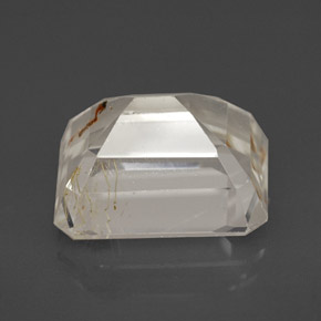7.51カラットの天然ゴールデンルチルトパーズ（11.9×9.6 mm・エメラルドカット）