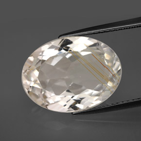 11.37カラットの天然ゴールデンルチルトパーズ（16×12 mm・オーバルカット）