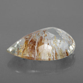 12.54カラットの天然ゴールデンルチルトパーズ（18.6×13.4 mm・洋梨の形）