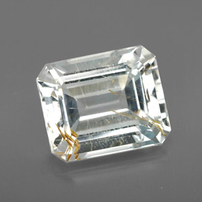 8.72カラットの天然ゴールデンルチルトパーズ（12.6×10.4 mm・エメラルドカット）